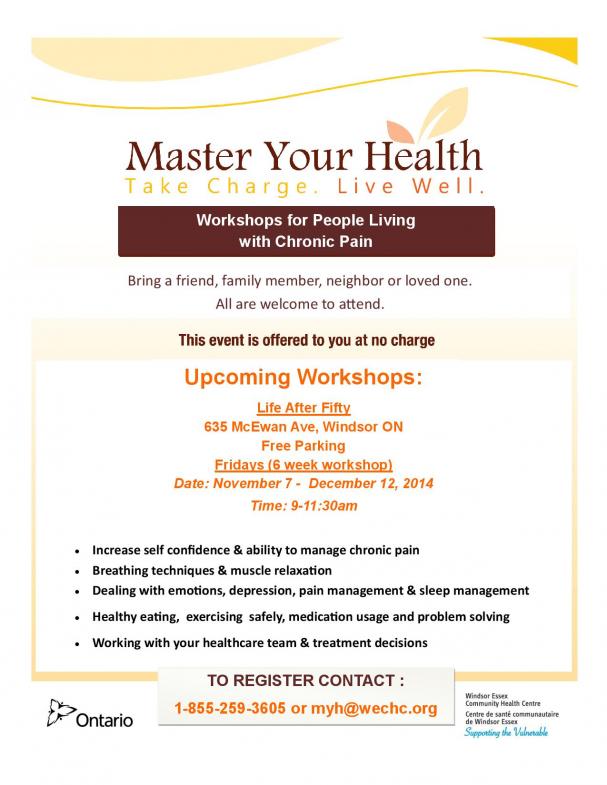 Master Your Health- Workshops for those living with Chronic Pain